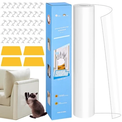 Protezione Divano Graffi Gatto Pellicola Autoadesiva 800cm x 40cm Trasparente - Immagine 1 di 4
