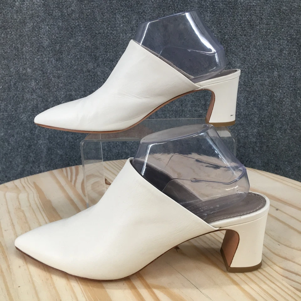 AGL Attilio Giusti Leombruni Shoes Womens 40 Mules Slip On Heels White Leather - Image 1 of 4