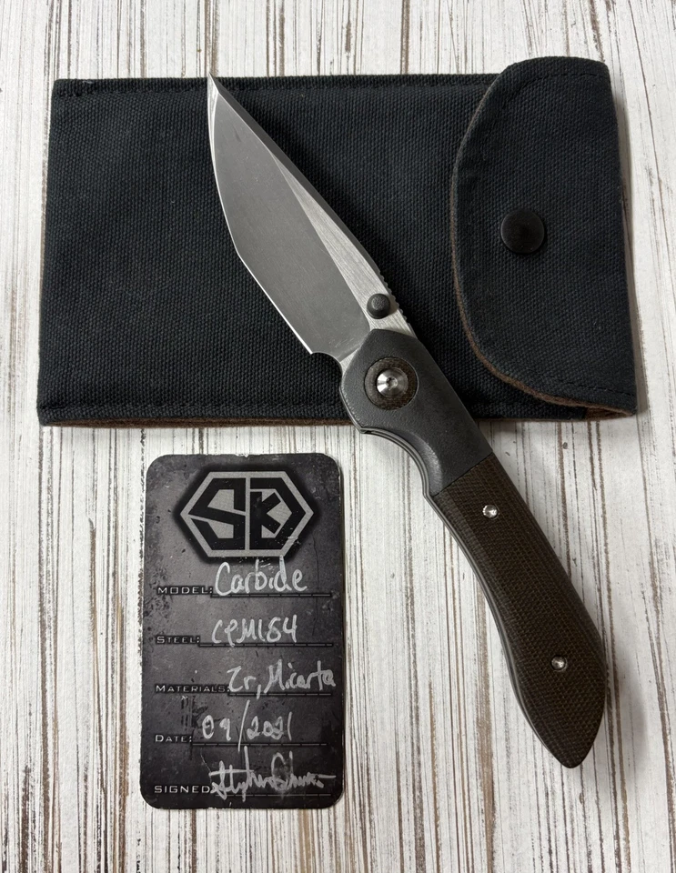 SDKnives (Steve Dumchus) carboneto marrom Micarta ácido lavado CPM154 - Imagem 1 de 4