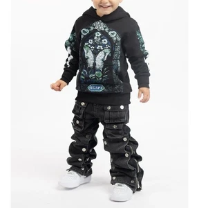 Guapi The Obsidian Black Kids Denim Convertible Jeans Rocker Punk Size 5 - Picture 1 of 13
