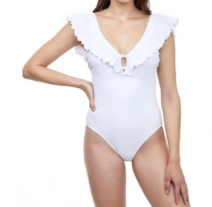 Profile By Gottex Deep V-Neck One Piece Swimsuit Pleat It White - Picture 1 of 19