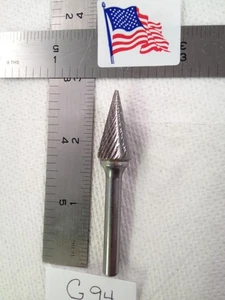 1 NEW FALCON / SGS 1/4" SHANK CARBIDE BURR SM-5 DOUBLE CUT. FINE CUT. CONE (G94) - Picture 1 of 4