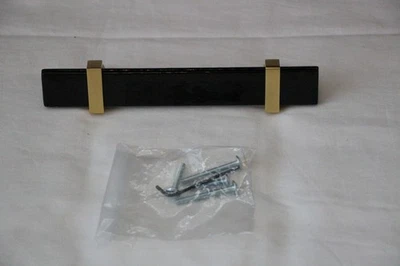 Tirador de gabinete central ajustable Sietto con vidrio negro P-1903-7-SB Foto 1 de 4