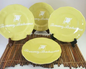 Tommy Bahama Yellow Beach Chair Melamine Dinner Plates Set of 4 Beachcomber - Picture 1 of 24