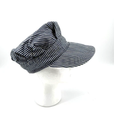 Gorra de ingeniero de tren ferroviario de colección ropa de trabajo denim a rayas EE. UU. Foto 1 de 4