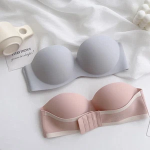Strapless Invisible Bra Women Seamless Anti Slip Push Up Backless Wedding Top - Picture 1 of 23