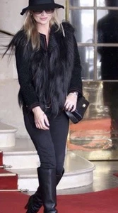 RARE New Black Scanlan Theodore Mink Rabbit Fur & Mesh Wool Knit Vest Jacket TOP - Picture 1 of 10