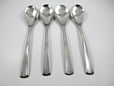 WMF DOMUS 4 Soup Spoons Satin Stainless Steel Flatware No Country Mark 7-3/4" - Image 1 of 4