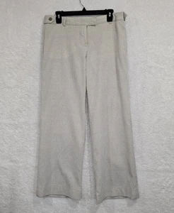 CHLOE Women's Greige Pants Size EUC 40 US 8 Straight Leg Trousers Beige Stripes  - Picture 1 of 14