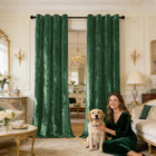 Thick Blackout Crushed Velvet Curtains Eyelet Ring Top Ready Made Pair Curtain