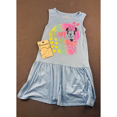 Vestido Disney Minnie Mouse Happy Vibes Azul Claro Niñas Talla M (7/8) NUEVO Foto 1 de 4