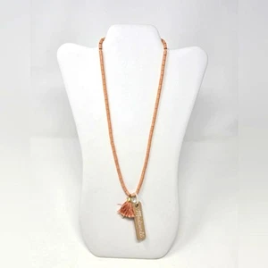 NWT MADEWELL BOHO TASSEL NECKLACE PEACH BLUSH SLIDE ADJUSTABLE FASHION JEWELRY - Picture 1 of 12
