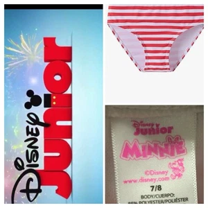 Disney Junior Minne Bikini Bathing Suit Woman Girls 7/8 Red Stripes Swims Bottom - Picture 1 of 11