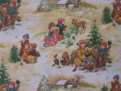 Giordano Studios Escenas de Invierno Niños y Animales Tela de Algodón BTHY Foto 1 de 4