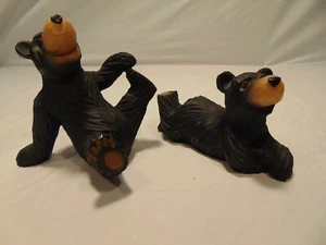 Pair of Black Bear Wood Carved Resin Figurines 6" - Picture 1 of 6