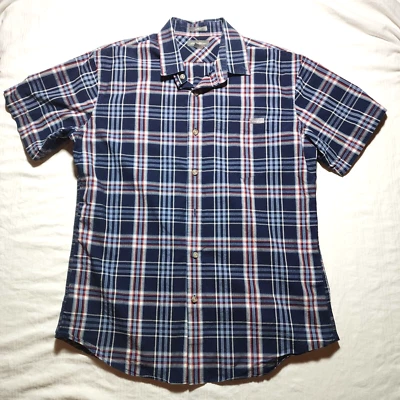 Camisa Eddie Bauer Para Hombre Mediana Azul A Cuadros Manga Corta Botones Calce Clásico Foto 1 de 4