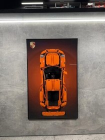 Art Holder Frame on the Wall 80x50 cm.  Technic 42056 Porsche 911 GT3 RS Orange