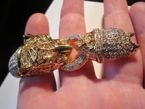 DECORATIVE JAGUAR ENCRUSTED WITH CRYSTALS GOLD TONE HEAVY JEWELRY PIECE -  TK-4 - Picture 1 of 5