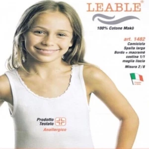 3 canotte spalla larga da bimba bambina LEABLE 1482/84 100% cotone makò bianco  - Foto 1 di 1
