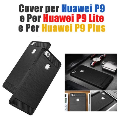 CUSTODIA COVER PER Huawei P9 Huawei P9 Lite e Plus Nero morbido TPU - Immagine 1 di 3