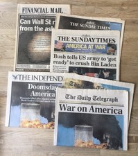 UK Newspapers 9/11 Twin Towers Issues Sept 12 & 16 2001 Telegraph Independent