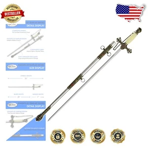 35-Inch Knight Templar Sword with Scabbard - Stunning Ceremonial Piece - Picture 1 of 6