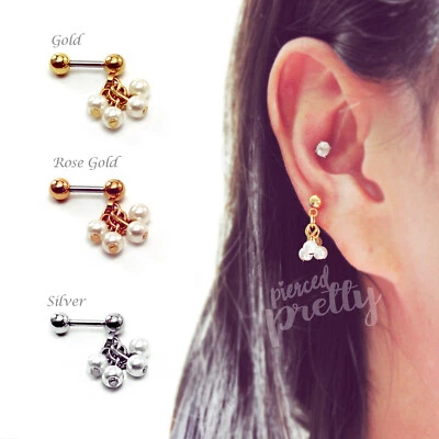 20g 16g Perla Colgante Cadena Cartílago Pendiente Oro Rosa Hélice Tragus Labret 1 pieza Foto 1 de 4