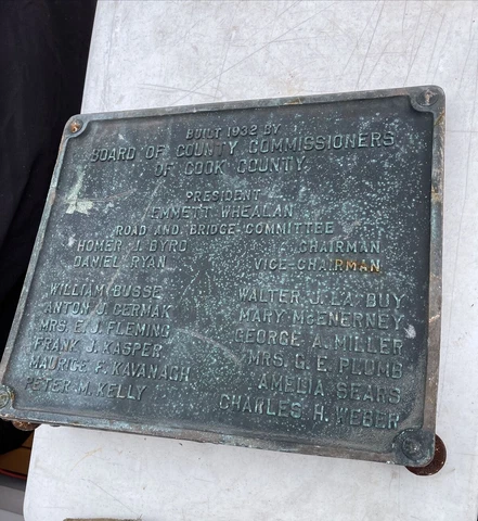 1932 Cook County Bridge Bronze Salvaged Commemorative Plaque For Restoration Cover