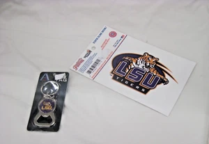 LOUISIANA STATE TIGERS  SET/ BOTTLE OPENER KEY CHAIN / 4" ADHESIVE DECAL  NEW - Picture 1 of 1