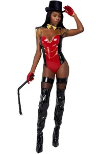 Roma Star Studded Circus Ringleader 4pc Black & Red Vinyl Bodysuit -Missing part - Picture 1 of 1