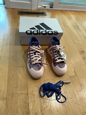 Adidas WOMEN'S BRAVADA 2.0 PLATFORM MID SHOES, Bliss Orange/Bold Blue Sz. 7 -NIB - Image 1 of 4