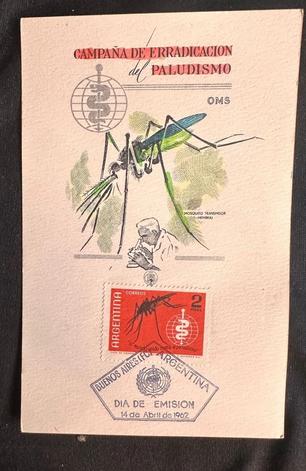 CM) 1962. ARGENTINA. FEMALE TRANSMITTER MOSQUITO. FDC. MALARIA ERADICATION CAMPA - Image 1 of 1