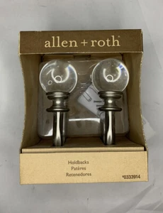 NEU ALLEN & ROTH HOLDBACK KRAWATTENRÜCKEN GEBÜRSTET NICKEL mit DURCHSICHTIGEM ACRYL KUGELFINALE - Bild 1 von 4