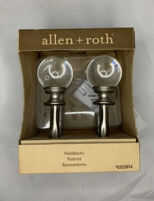 NUEVO ALLEN & ROTH LAZO TRASERO NÍQUEL CEPILLADO con ACABADOS DE BOLA DE ACRÍLICO TRANSPARENTE Foto 1 de 4