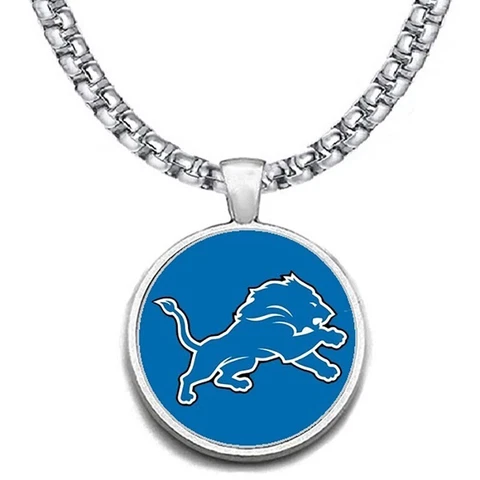 Detroit Lions Mens Womens Stainless Steel 20" Chain Link Pendant Necklace D30 Cover