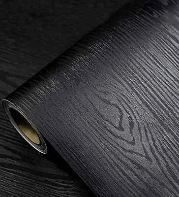Black Wood Grain Contact Paper Peel Stick Self Adhesive Wallpaper Vinyl Wrap New - Image 1 of 4