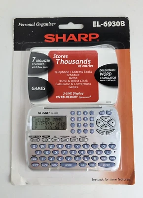 Sharp® EL-6930B PERSONAL ORGANIZER-Addres Book-World Clck-Trnsltr-Calcultr - NEW - Image 1 of 4
