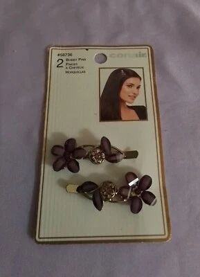 Conair Bobby Pins With Purple Flower Design - 2 Piece Set 58736 - Image 1 of 4