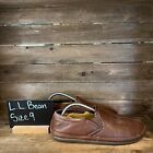 Mens L.L. Bean Elkhide Brown Leather Casual Comfort Slip On Slippers Size 9 M