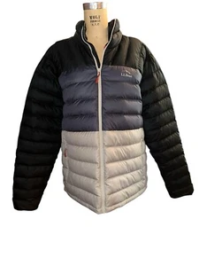 LL Bean 650 Fill Down Jacket Coat Black Gray Color Block Down jacket XXL - Picture 1 of 6
