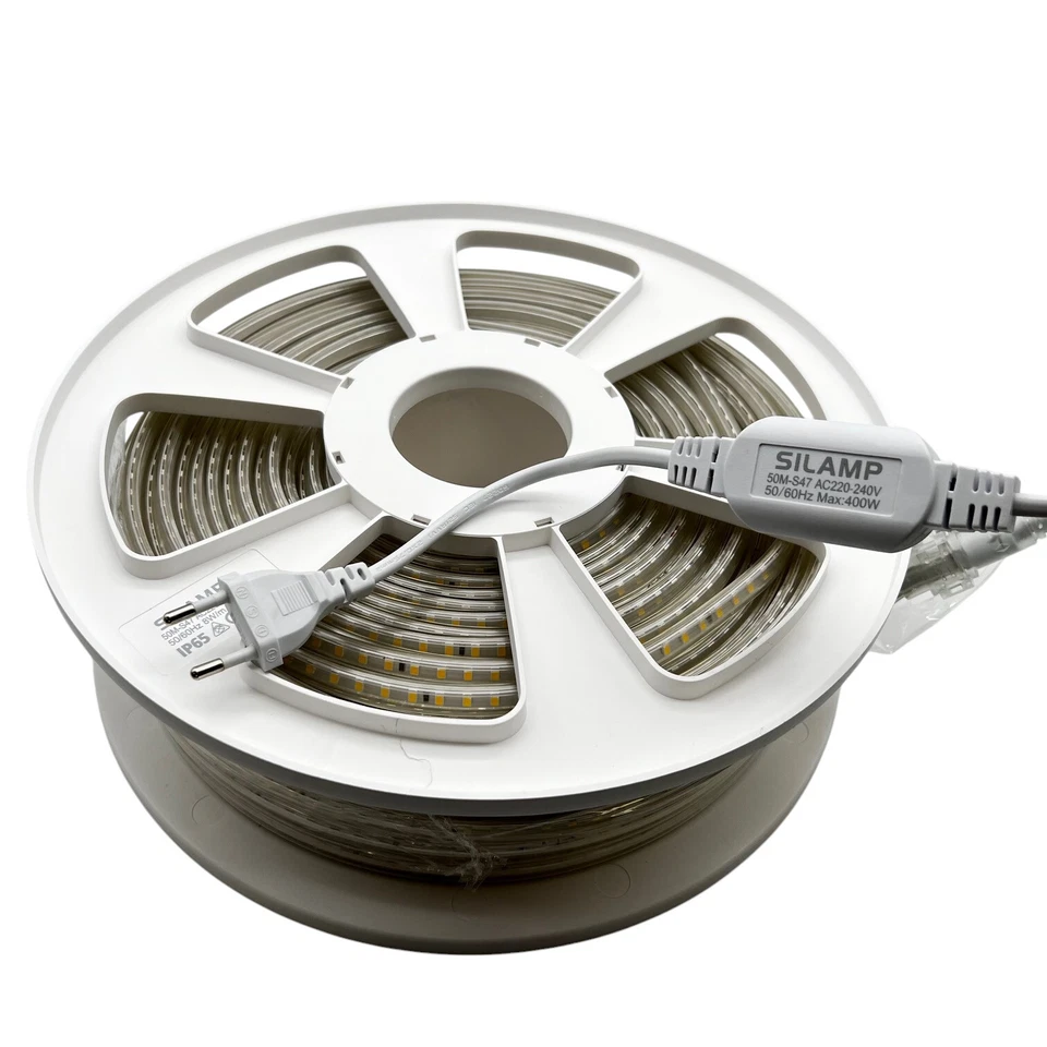 Bobina 50m Striscia Led Slim 220v 8W/M 120led al metro Ip65 S47 - Immagine 1 di 4
