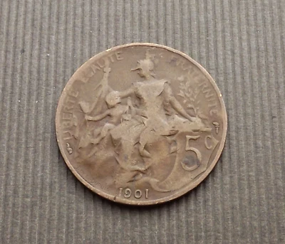 Francia 1901 5 céntimos F CA451 Foto 1 de 2