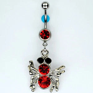 SPIDER Dangle Belly Button Ring RED Tarantula Gothic Witch Navel Jewelry (G2)  - Picture 1 of 1
