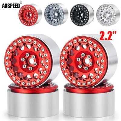 AXSPEED 4x Metall 2,2 Rad Beadlock Felge & Ring für 1/10 RC AXIAL SCX10 TRX4 etc - Bild 1 von 4