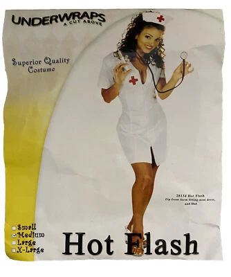 Nurse Costume Medium Dress Hat Stethoscope Choker  & Free Red Long Tank & Shorts - Image 1 of 4