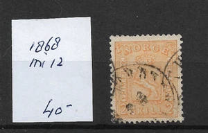 Norwegen @1868 Lion Mi.12 - Schöner Preis @ Nor.69 - Bild 1 von 1