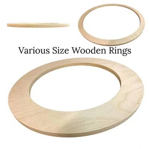 QTY 1- Various Rings Sizes 1/4" Thick, Wood Ring Shape, Circle Frame, Circle - Picture 1 of 7
