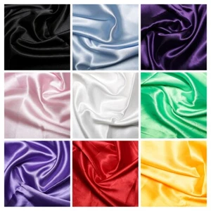 SATIN FABRICS - Satin budget Shiny dress fabric 100% Polyester 1/2m & 1m NEW UK - Picture 1 of 26