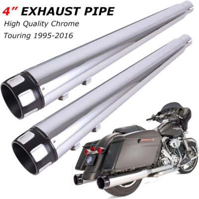 4" Megaphone Mufflers Exhaust Pipes Slip-On For Harley Electra Road Street Glide - Image 1 of 4
