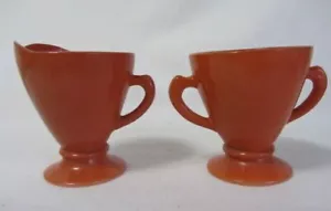JUEGO DE CREMA Y AZÚCAR NARANJA PLATONITA MODERNA HAZEL ATLAS DE COLECCIÓN - Imagen 1 de 7